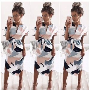 New with tags: V-Neck geometric pattern dress